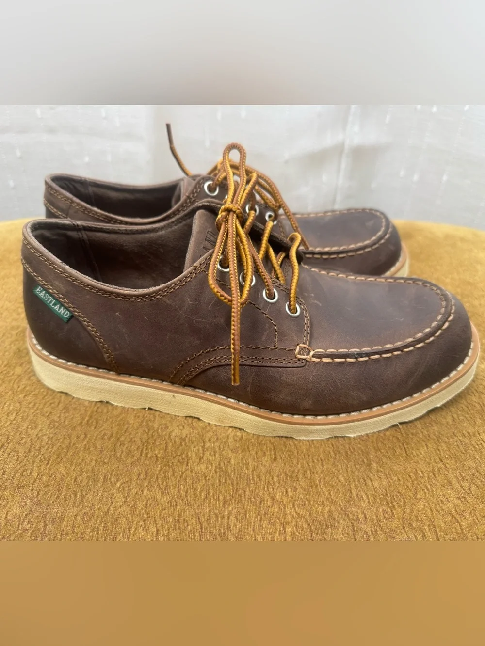 Eastland Dark Brown Leather Lumber Down Shoes with Tan Laces